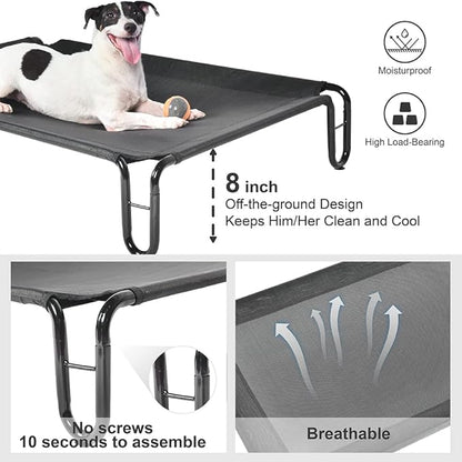 pettycare Outdoor Elevated Dog Bed Cot, Raised Dog Cots Beds, No Screws, Stable Frame &amp; Durable Supportive Teslin Recyclable Mesh, Breathable, Indoor and Outside Pet Beds, Fits up to 40 lbs