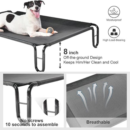 pettycare Elevated Dog Bed Cot, Raised for Large Dogs, No Screws, Stable Frame &amp; Durable Supportive Teslin Recyclable Mesh, Breathable, Indoor &amp;Outdoor Pet Beds, Fits up to 35 lbs, 28x22x8 &