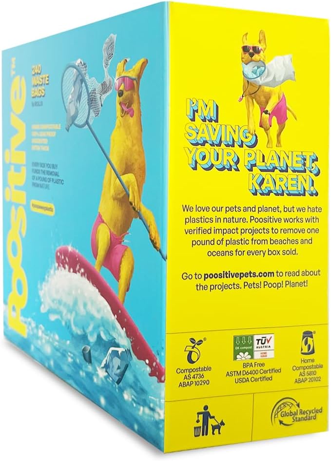 100% Certified Home Compostable Dog Poop Bags - ASTM D6400 &amp; AS 5810 Compliant Dog Waste Bags, 240 bags, 16 rolls, unscented