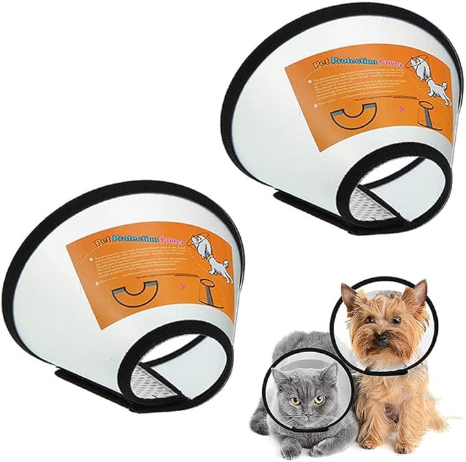 2 Pack Cat Cones to Stop Licking, Cat E Collar Pet Cone for Cats After Surgery, Pet Elizabethan Collar Dog Head Cone Recovery Cone for Most Cats &amp; Small Dogs (Size L, 5