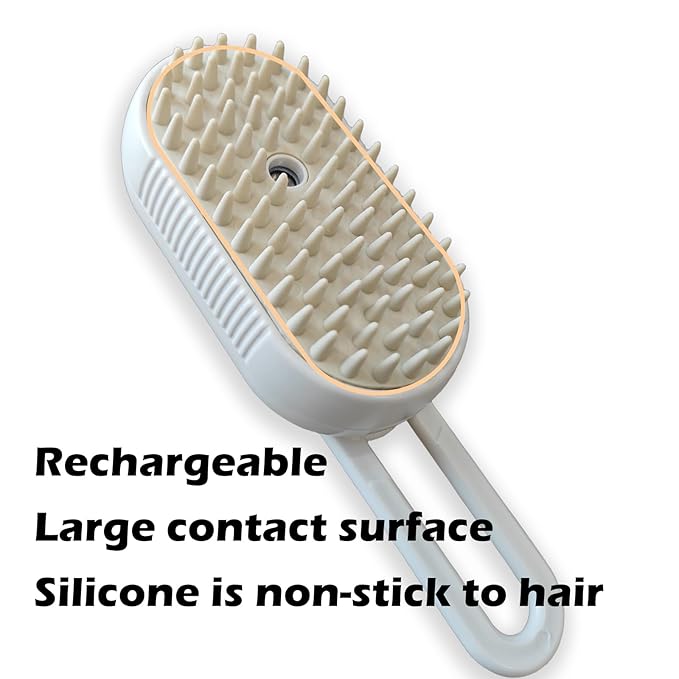 Cat Steam Brush for Shedding, Steam Brushes for Indoor Cats, 4 In 1 Rechargeable Cat Grooming Brush,Anti-Static, Massage, Cleaning, Shedding &amp; Combing