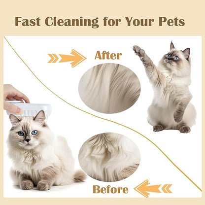 Cat Steam Brush, 3 in 1 Pet Spray Hair Removal Comb, Cats and Dogs Brush for Shedding, Rechargeable Silicone Pet Steam Brushes, Spritz Defur Comb for Massage, Cleaning and Remove Loose Hair - White
