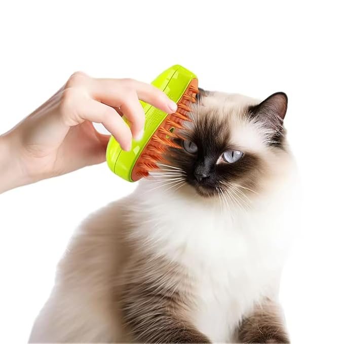 3-in-1 Rechargeable Pet Hair Brush: Massager, Steamy Comb &amp; Self-Cleaning Mist Spray for Cats &amp; Dogs