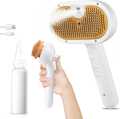 Pet Steam Brush for Dog &amp; Cat – 3-in-1 Spray Hair Removal Comb – Steam for Shedding &amp; Grooming – Water Brush for Long &amp; Short Haired Pets – Spritz Defur Comb