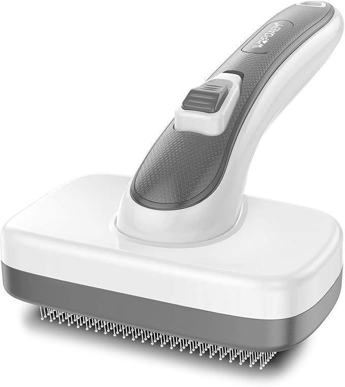 Dogs Cats Self Cleaning Slicker Brush for Shedding &amp; Grooming Any Breed of Pets, Remove Loose Undercoat Knots Mats Tangled Hair for Small Medium Large Animal With Long Short Fur Length-Grey