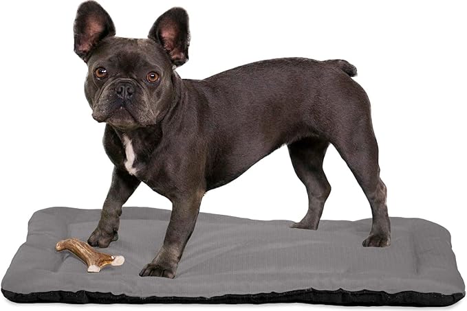 K9 Ballistics Tough Ripstop Dog Crate Pad - Durable &amp; Machine Washable with Non-Skid Bottom and 120-Day Warranty, Fits 30" Wire Crates - Small, Light Gray Velvet