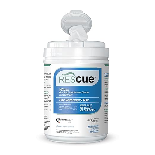 REScue One-Step Disinfectant Cleaner &amp; Deodorizer Wipes for Vet Use – Cleaner for Kennels, Litter Boxes, Vet Offices, Pet Grooming Surfaces, Pet Items – Wipes Canister, 160-Count (Pack of 1)