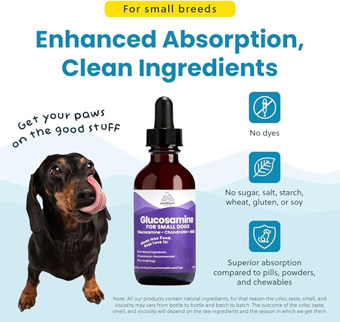 Liquid Glucosamine for Small Dogs, 260mg Glucosamine Liquid for Dogs Joint Supplement for Mobility &amp; Comfort, Easy-to-Use Liquid MSM &amp; Chondroitin, 2 oz