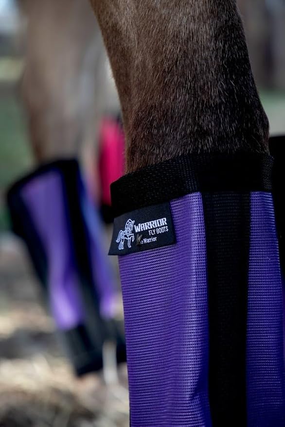 Warrior Fly Boots for Horses - Breathable Mesh Horse Boots for Fly Protection &amp; Leg Comfort - Set of 4 (The Warrior, Purple)