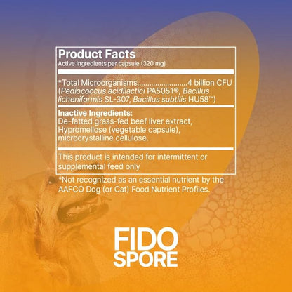 Microbiome Labs Fidospore - Dog Probiotics for Digestive Health &amp; Immune Support - Spore-Forming Pet Probiotics for Dogs &amp; Cats Gut Health - Flavored with Grass Fed Beef Liver (30 Capsules)