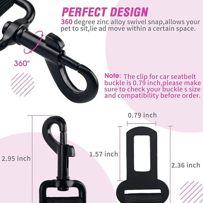 COOYOO Dog Seat Belt,3 Piece Set Retractable Dog Car Adjustable Seatbelts for Vehicle Nylon Pet Safety Heavy Duty &amp; Elastic &amp; Durable Car Harness for Dogs