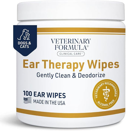 Veterinary Formula Clinical Care Ear Therapy Wipes, 100ct – Cat and Dog Ear Cleaner – Help Relieve Itchy Ears Quickly &amp; Effectively Remove Dirt, Debris, and Foul Odor