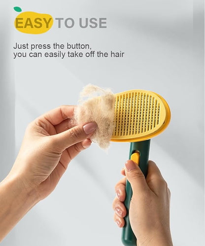 Self-Cleaning Dog &amp; Cat Slicker Brush, Skin Friendly Deshedding Grooming Tool for Long or Short Haired Dogs Cats Rabbits, Dog Shedding Brush with Release Button - Mango
