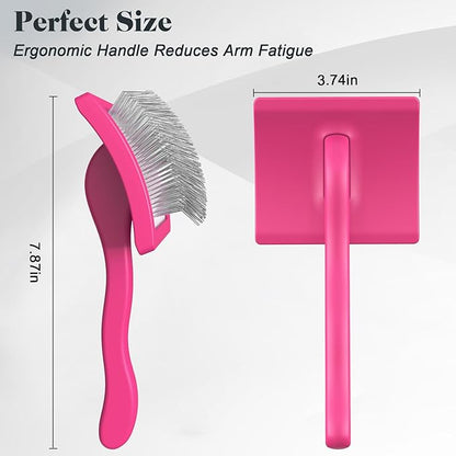 2PCS Slicker Brush for Dogs &amp; Pet Comb,Professional Dog Grooming Brush (Goldendoodles,Poodles,Labradoodles) with Extra Long Pins to Effectively Remove Tangles, Knots and Mats (Pink)