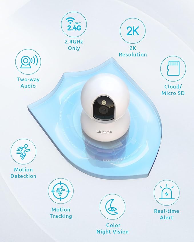 blurams Pet Camera 2K, 360° Dog Camera with Phone App, PTZ Indoor Cameras for Home Security Indoor, 2-Way Audio, Motion Tracking, Color/IR Night Vision, Siren, Cloud&amp;SD(2.4GHz Only)