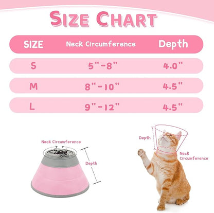 Cat Cone Collar Soft to Stop Licking, Adjustable, Foldable Lightweight Kitten Cones After Surgery Recovery for Cats &amp; Kittens, Cat Cone Alternative (Solid Pink, M)