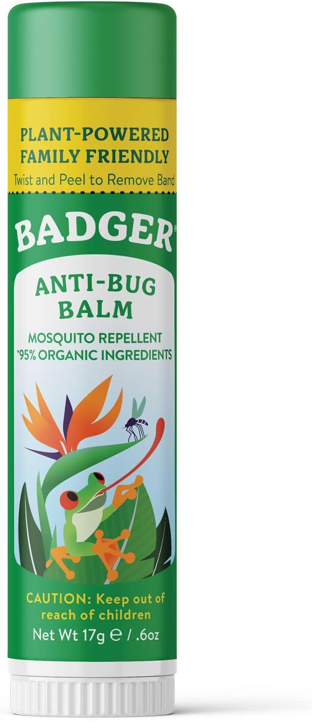 Badger Bug Repellent, Easy to Use Travel Stick, DEET-Free Mosquito Repellent &amp; Insect Protection, Certified Organic Essential Oil Balm