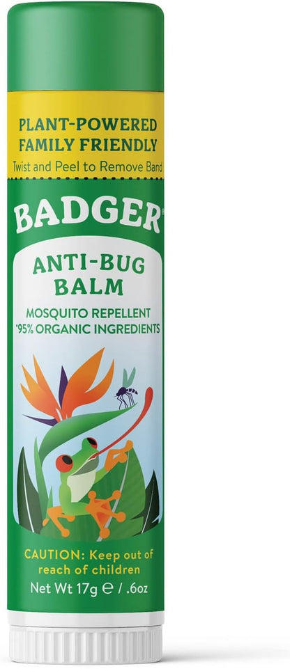 Badger Bug Repellent, Easy to Use Travel Stick, DEET-Free Mosquito Repellent &amp; Insect Protection, Certified Organic Essential Oil Balm