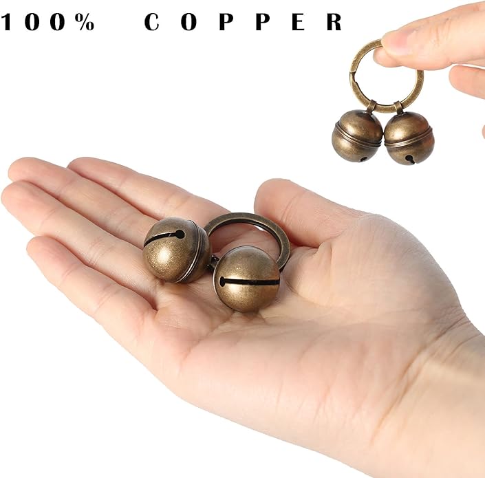Copper Bells for Dog Collars with Snap Clips - Made of Pure Copper for Dogs/Cat - Clear Sound &amp; No Rust - Save Birds Wildlife, Know Where Your Pet Christmas Sounds
