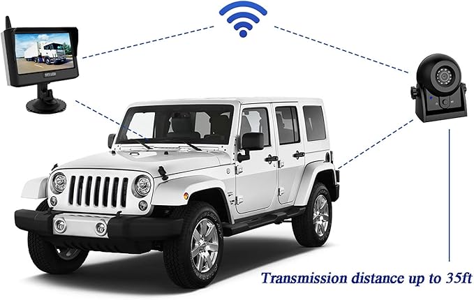 Magnetic Wireless Trailer Backup Camera System, 4.3inch TFT LCD Monitor &amp; IP68 Waterproof Rechargeable Rear View Camera, Easy to use for Trucks/Campers/SUV/Cars(MS-348)