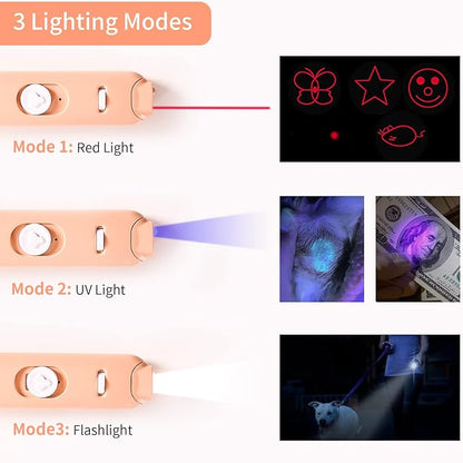 Cat Laser Toys, 2 in 1 Laser Pointer Cat Toys,Internative Cat Toys for Indoor Cats,3+5 Light Modes Cat Wand Toy, Retractable Cat Feather Toys, Long Range Kitten Toys,USB Rechargeable