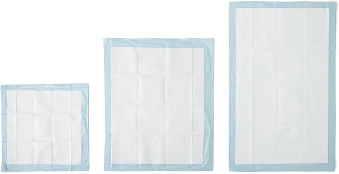 Amazon Basics Dog and Puppy Pee Pads with 5-Layer Leak-Proof Design and Quick-Dry Surface for Potty Training, Standard Absorbency, X-Large, 28 x 34 Inch - Pack of 60, Blue &amp; White