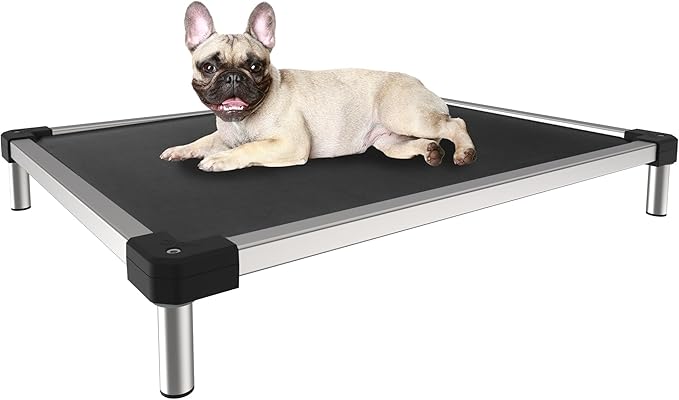 FXW TitanNest Chew-Proof Elevated Dog Bed, Raised Cot for Indoor/Outdoor/Camping Use, Durable &amp; Waterproof Cooling Pet Bed for Extra-Small Dogs, 29.0" L x 18.0" W x 4.5" H, Black