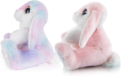 My OLi Bunny Stuffed Animal Pack of 2 Plush Rabbit 7in Stuffed Bunny with Floppy Ear Bedtime Friend Soft Toy Gifts for Girls Boys Kids, Pink &amp; Rainbow
