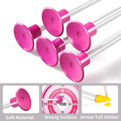 TEMI Bow and Arrow Set for Kids - Archery Toy Set - LED Light Up with Suction Cup Arrows, Target &amp; Quiver, Indoor and Outdoor Toys for Children Boys Girls