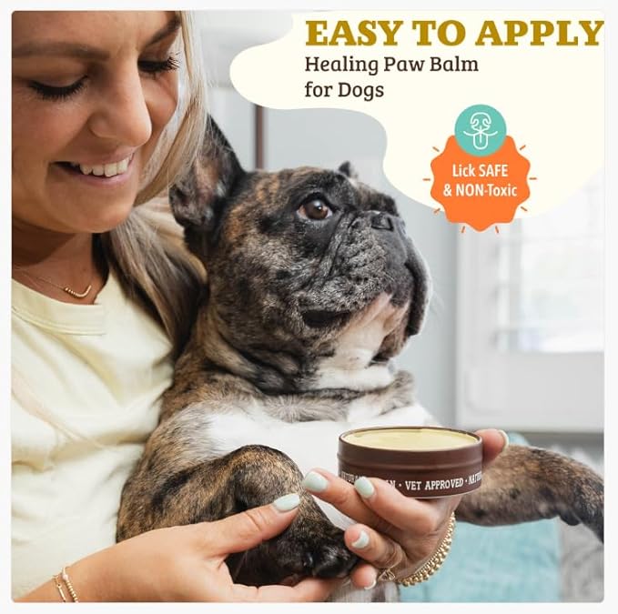 Natural Dog Company Paw Soother Balm &amp; Wax for Dogs 4 oz Tin – Organic Moisturizing Relief for Dry, Cracked Paws, Lick - Safe–Repairs &amp; Heals–Protects Against Extreme Weather – Coconut Oil &amp; Vitamin E
