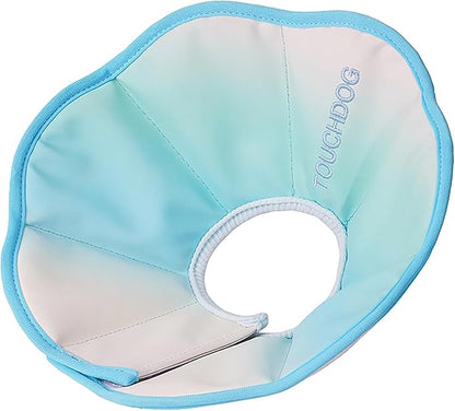 Touchdog Foldable Dog Cone Collar for Cats &amp; Dogs - Adjustable Soft Recovery Collar with Waterproof PU Coating, Lightweight Design, 24.5cm/9.6in Wide Barrier (Blue Gradient Color, XS)