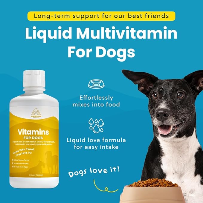 Liquid Multivitamin for Dogs with Probiotics, 8 in 1 Vitamins for Immune Support, Energy &amp; Digestion, High Absorption Liquid Dog Supplement, Made in USA, 32 oz
