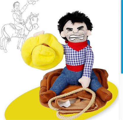 Deluxe Cowboy Rider Pet Costume - Funny Dog Halloween Outfit with Doll and Hat, Adjustable Knight Style Costume for Labs, German Shepherds, and Golden Retrievers, and More (M)