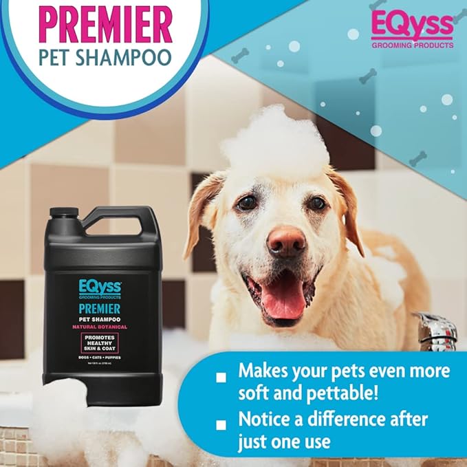 EQyss Premier Pet Shampoo - Cleanses &amp; Moisturizes Coat, Adds Volume, Intensifies Colors, Residue-free Finish - for all Dogs, Cats, Puppies (128 oz)