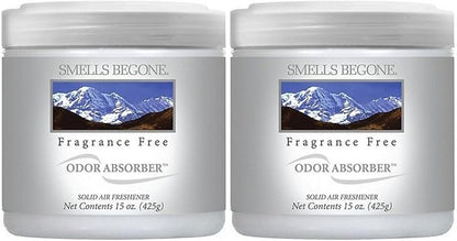 SMELLS BEGONE Air Freshener Odor Absorber Gel - 15 oz, Pack of 2 - Absorbs and Eliminates Odor in Pet Areas, Bathrooms, Cars, &amp; Boats - Made with Essential Oils - Fragrance Free