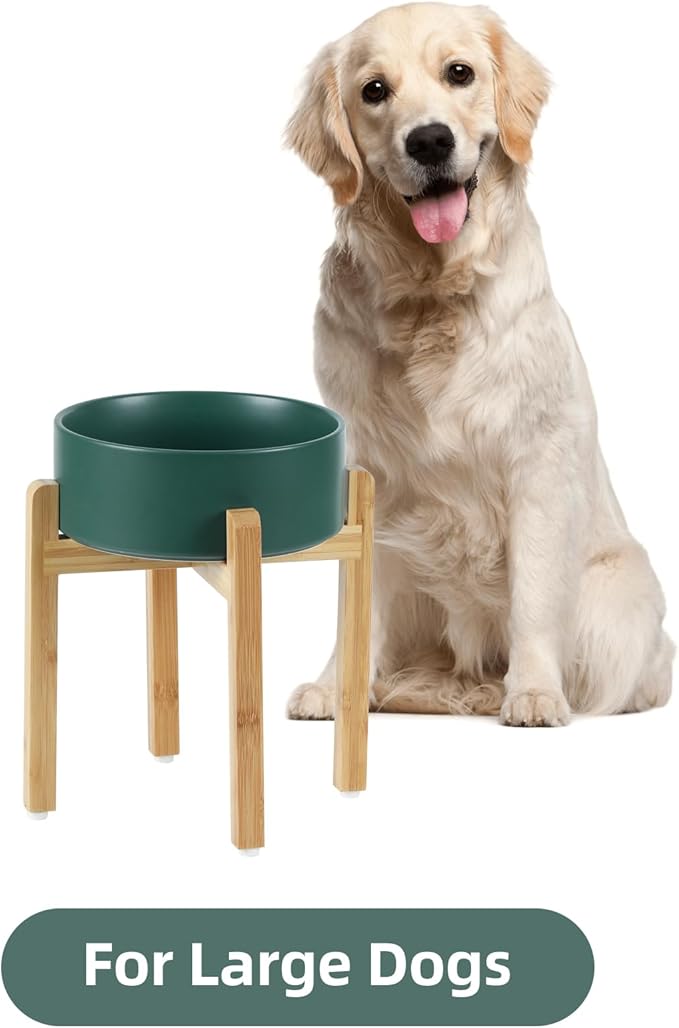 Ceramic Raised Dog Bowl Set, Elevated Dog Bowl with Stand, Food and Water Bowl for Large Breed Dogs, Weighted Dog Dishes, Pet Bowl(8.2&