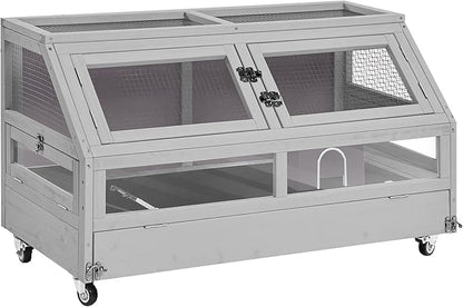 GUTINNEEN Guinea Pig Cage, Hamster Cage with Chew-Proof Aluminum Edges &amp; Leak-Proof PVC Layer, Small Animal Cage with 4-Wheel Design, Acrylic/Mesh Panels for Ferrets, Rats