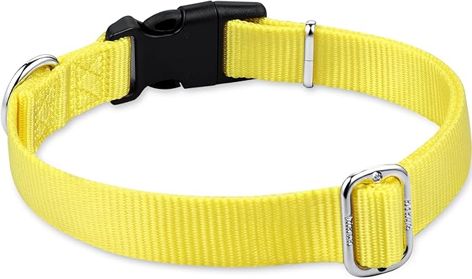 Hyhug Small Dog Collar Quick-Release Yellow| Heavy-Duty Nylon Puppy Collar, Adjustable &amp; Durable Pet Supplies for Boy &amp; Girl Dogs (Small, Illuminating Yellow)