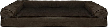 Furhaven Cooling Gel Dog Bed for Large Dogs w/ Removable Bolsters &amp; Washable Cover, For Dogs Up to 95 lbs - Plush &amp; Suede Sofa - Espresso, Jumbo/XL