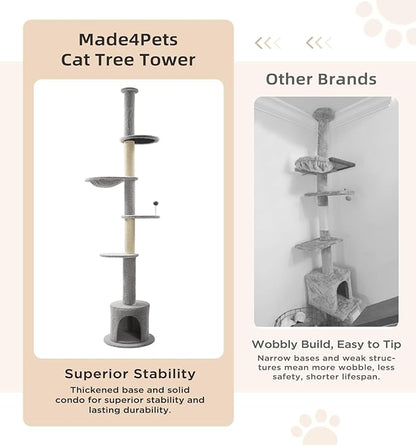 Made4Pets Floor to Ceiling Cat Tree 93-106&