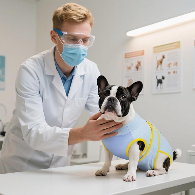 Kuoser Recovery Suit for Dogs Cats After Surgery, Professional Pet Recovery Shirt Dog Abdominal Wounds Bandages, Substitute E-Collar &amp; Cone,Prevent Licking Dog Onesies Pet Surgery Recovery Suit