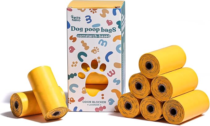 Dog Poop Bags Rolls Cornstarch Based Thickened&amp;100% Leak Proof Dog Waste Bags -120 Count 8 Rolls - Doggie Poop Bag for puppy and Big Dogs(Lavender)