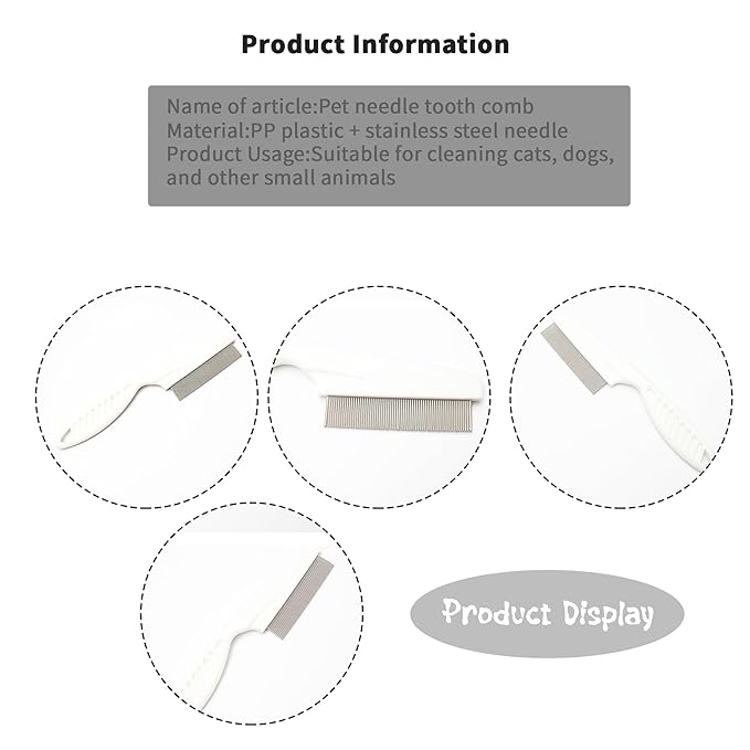 Pet Grooming Comb for Cats &amp; Dogs Removing Tangles and Knots Removes Tangles Knots Stainless Steel Pins Tear Stain Removal