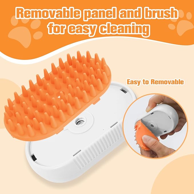 Cat Steam Brush for Shedding,3 in1 Cats Water Spary Comb,Rechargeable Steamy Cat Brush,Spritz Defur Comb for Cats,Silicone Pets Steamer Brushes for Massage,Grooming,Removing Loose Hair Yellowish&amp;White