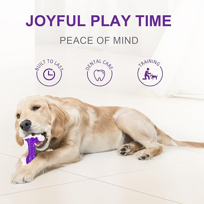 Tough Dog Toys (2 Pack), Dog Toys for Aggressive Chewers Breed, Aggressive Chew Toys for Large Dogs, Bone Chew Toy for Large Extreme Toys Indestructible