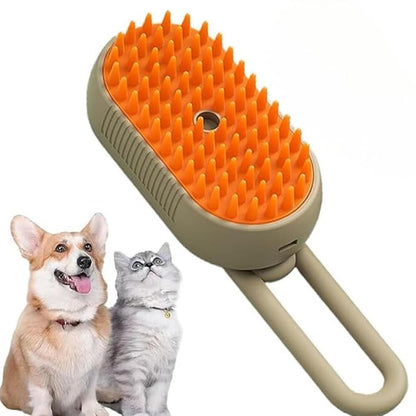 3-in-1 Cat Grooming Brush – Water Spray &amp; Self-Cleaning Shedding Brush for Cats &amp; Dogs – Pet Hair Removal &amp; Massage Comb for Long &amp; Short Hair (White). (White)