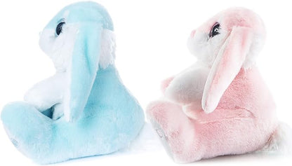 My OLi Bunny Stuffed Animal Pack of 2 Plush Rabbit 7in Stuffed Bunny with Floppy Ear Bedtime Friend Soft Toy Gifts for Girls Boys Kids, Pink &amp; Blue