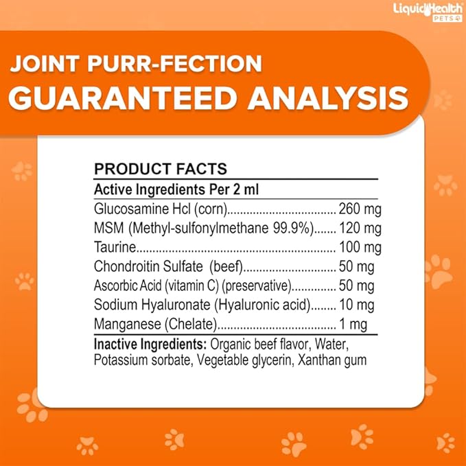 LIQUIDHEALTH Pets K9 Glucosamine Chondroitin Supplement for Dogs &amp; Puppies &amp; Joint Purr-Fection Hip &amp; Joint Glucosamine Drops for Cats &amp; Kittens - Pet Health Supplement Bundle for Mobility, USA Made