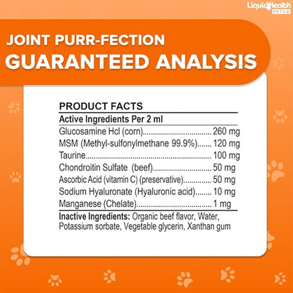 LIQUIDHEALTH Pets K9 Glucosamine Chondroitin Supplement for Dogs &amp; Puppies &amp; Joint Purr-Fection Hip &amp; Joint Glucosamine Drops for Cats &amp; Kittens - Pet Health Supplement Bundle for Mobility, USA Made