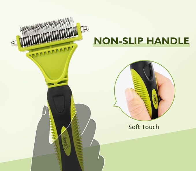Pecute Pet Dematting Tool 2 Pack - Double Sided Undercoat Rake &amp; Dematting Comb for Detangling Matted or Knotted Undercoat Hair, Great for Medium or Long-haired Dogs &amp; Cats
